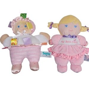 Lot of 2 Taggies Geranimals My Best Friend Plush Baby Doll Pink Girl Blonde Hair